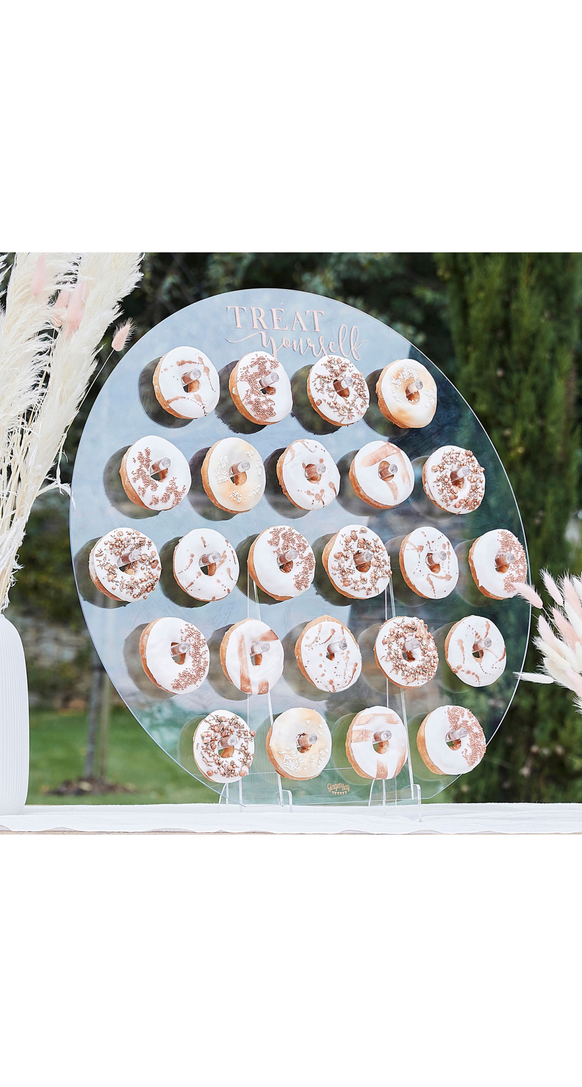 Acrylic Donut Wall Stand with Rose Gold - 63cm x 65cm
