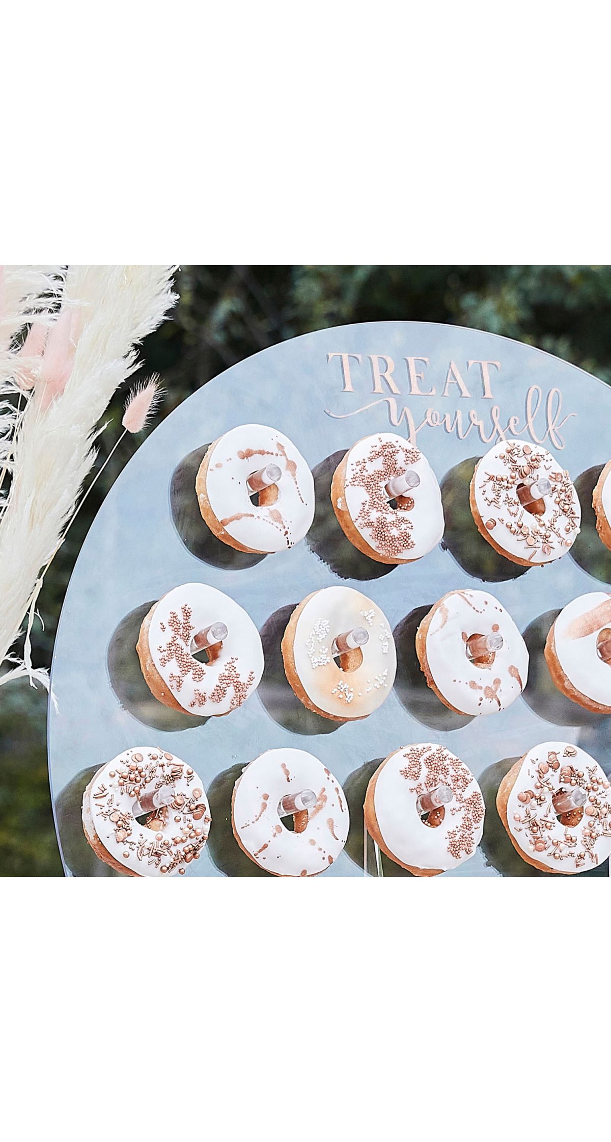 Acrylic Donut Wall Stand with Rose Gold - 63cm x 65cm