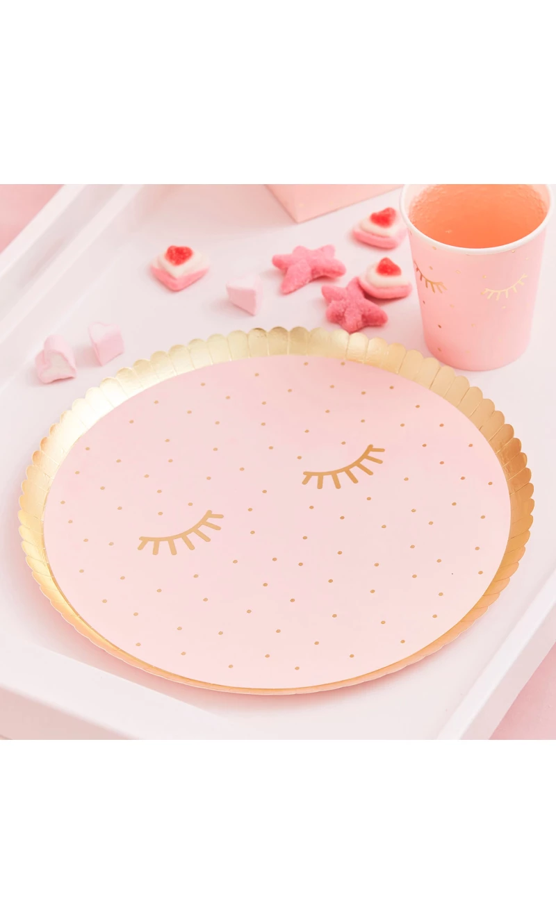 Pink Pamper Party Paper Plates 21.5cm - 8pk