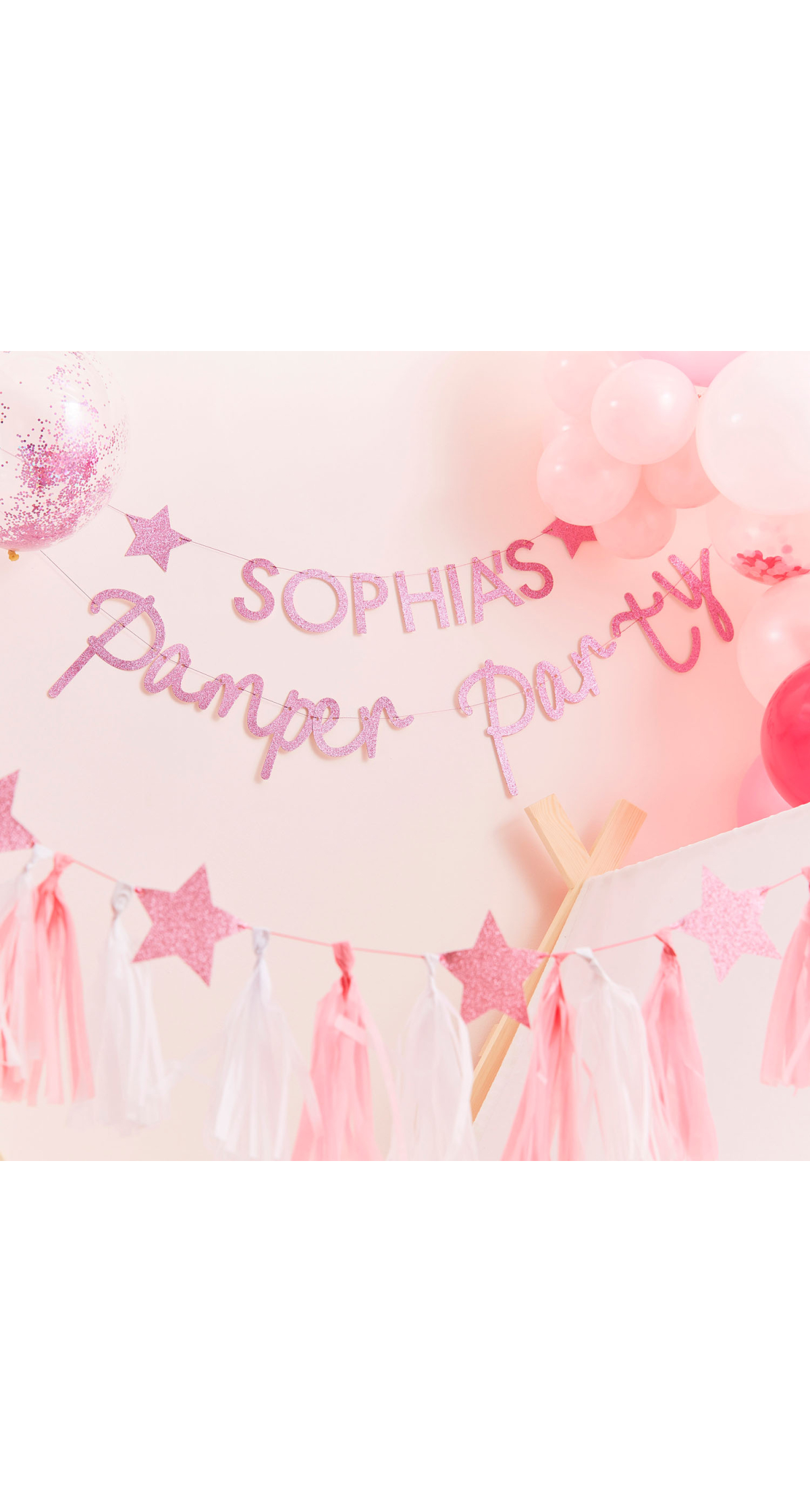 Pink Glitter Personalised Pamper Party Banner