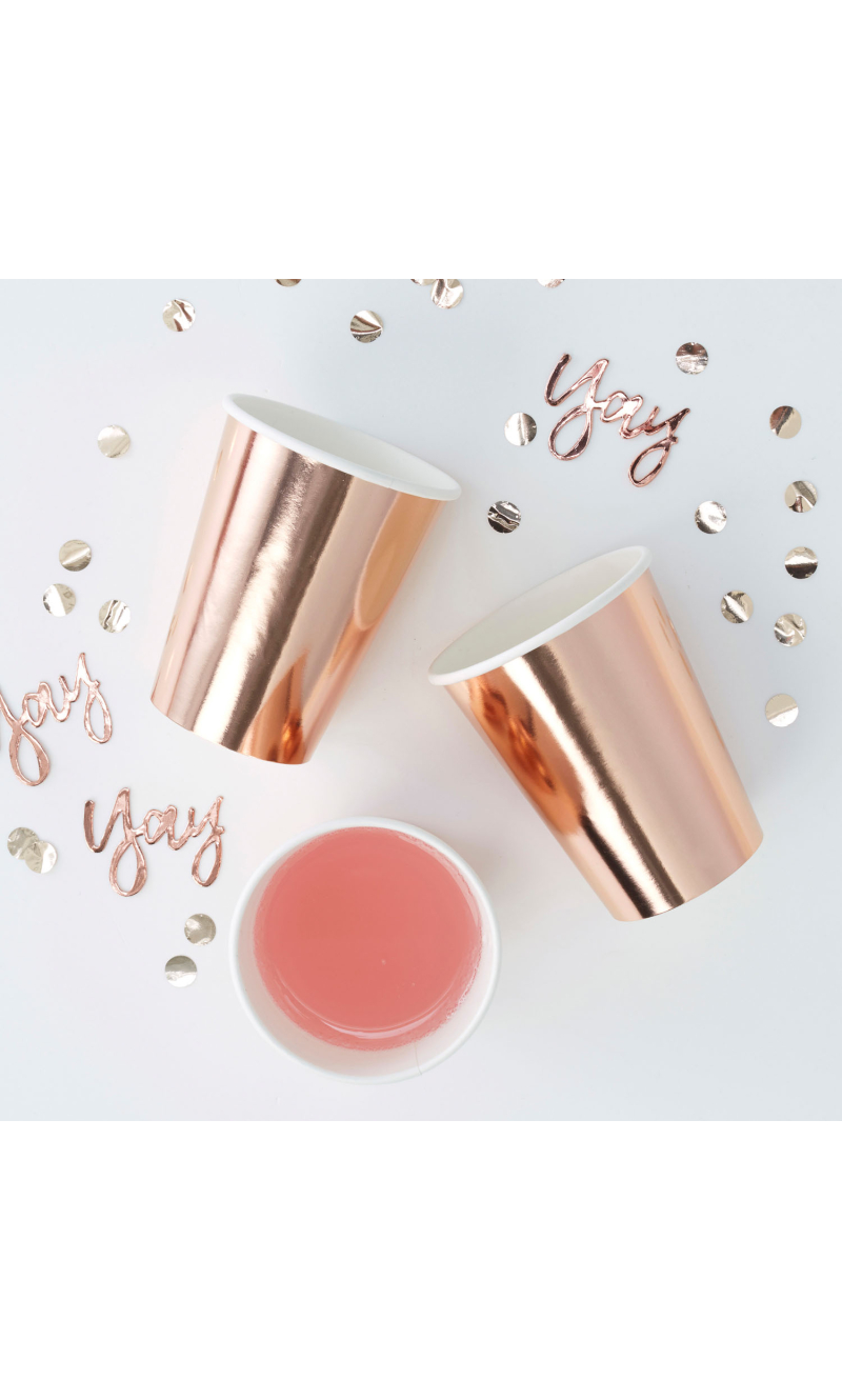Rose Gold Paper Cups - 8pk