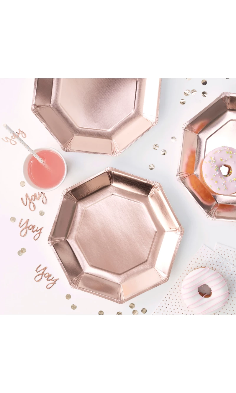 Rose Gold Paper Plates 25cm - 8pk