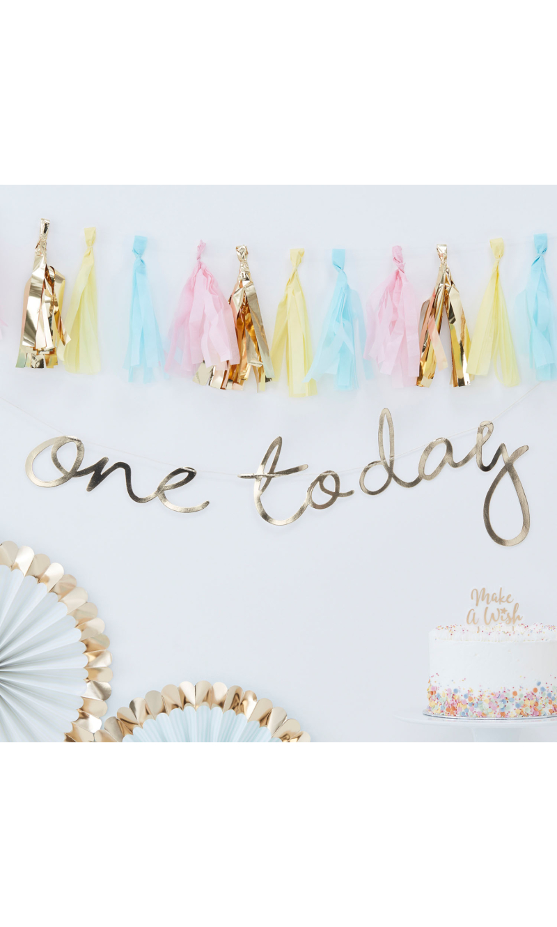 Gold One Today First Birthday Bunting - 1.5m