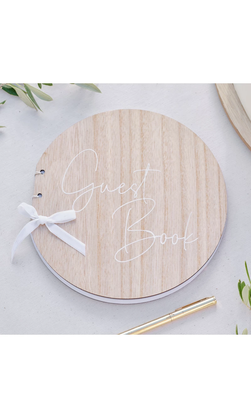 Round Wooden Guest Book - 22cm x 21cm