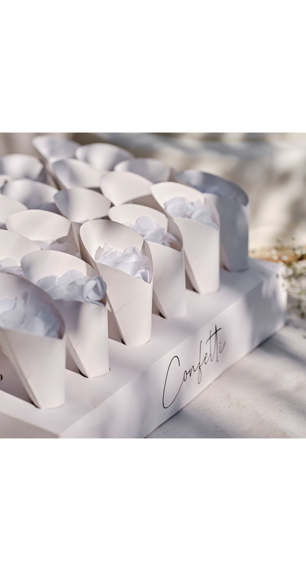 Wedding Confetti Tray with 24 Cones and Confetti - 32cm x 23cm