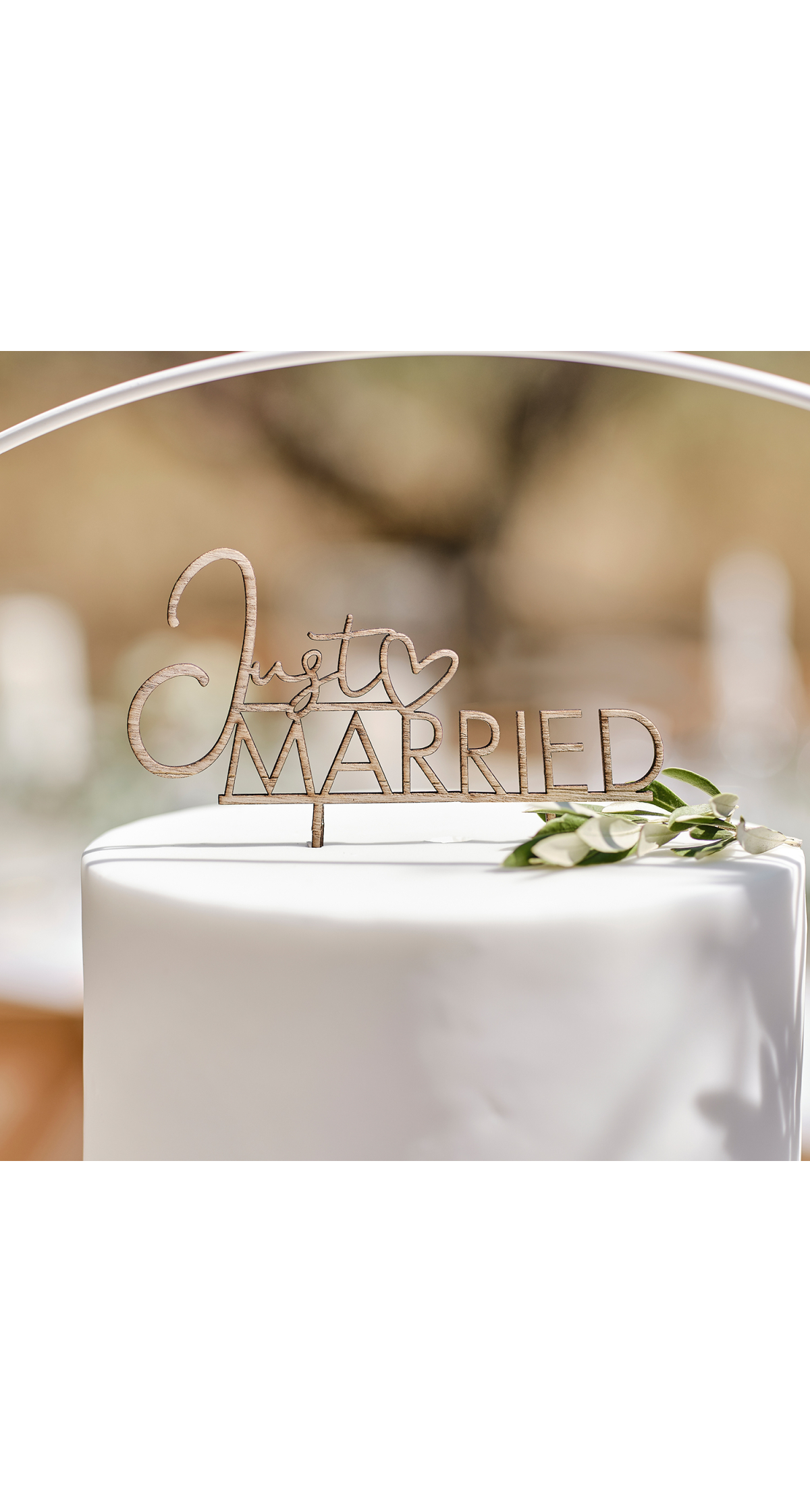 Wooden Just Married Cake Topper - 13.7cm x 15cm