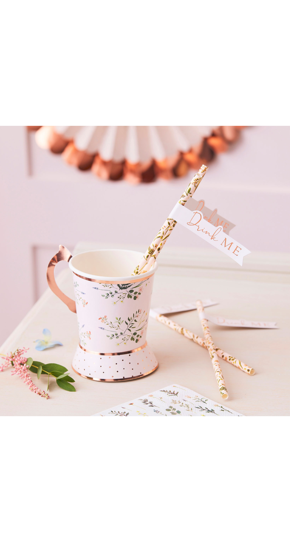 Tea Party Flag Paper Straws - 20pk