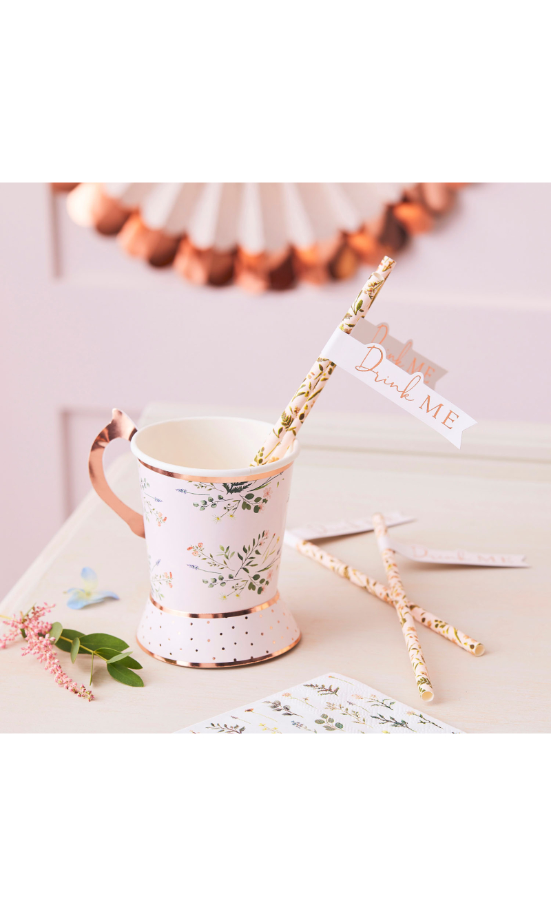 Tea Party Flag Paper Straws - 20pk