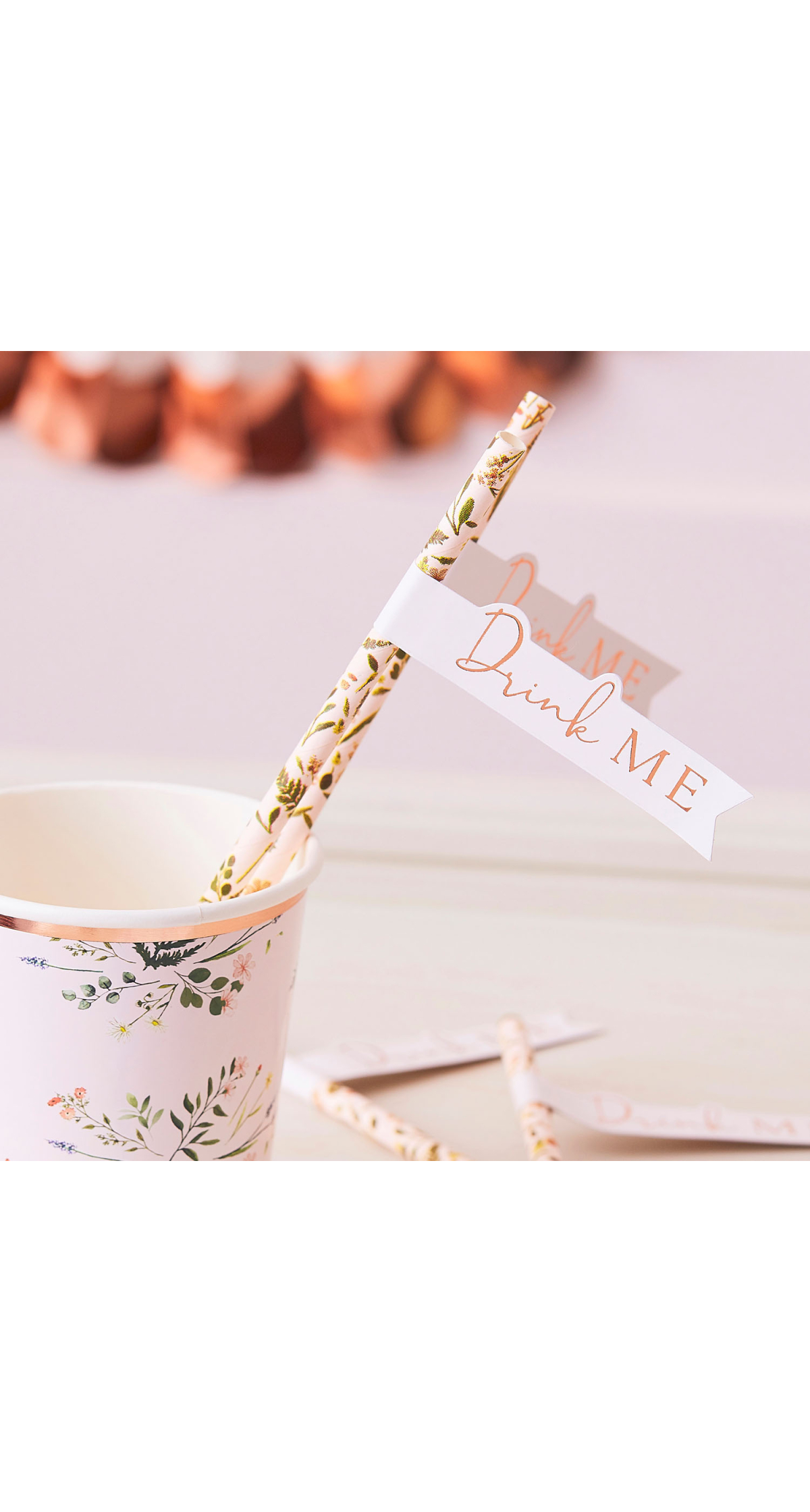 Tea Party Flag Paper Straws - 20pk