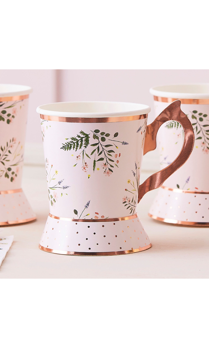 Floral Tea Party Cups - 8pk