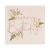 Floral Pink Happy Birthday Napkins 16.5cm x 16.5cm - 16pk