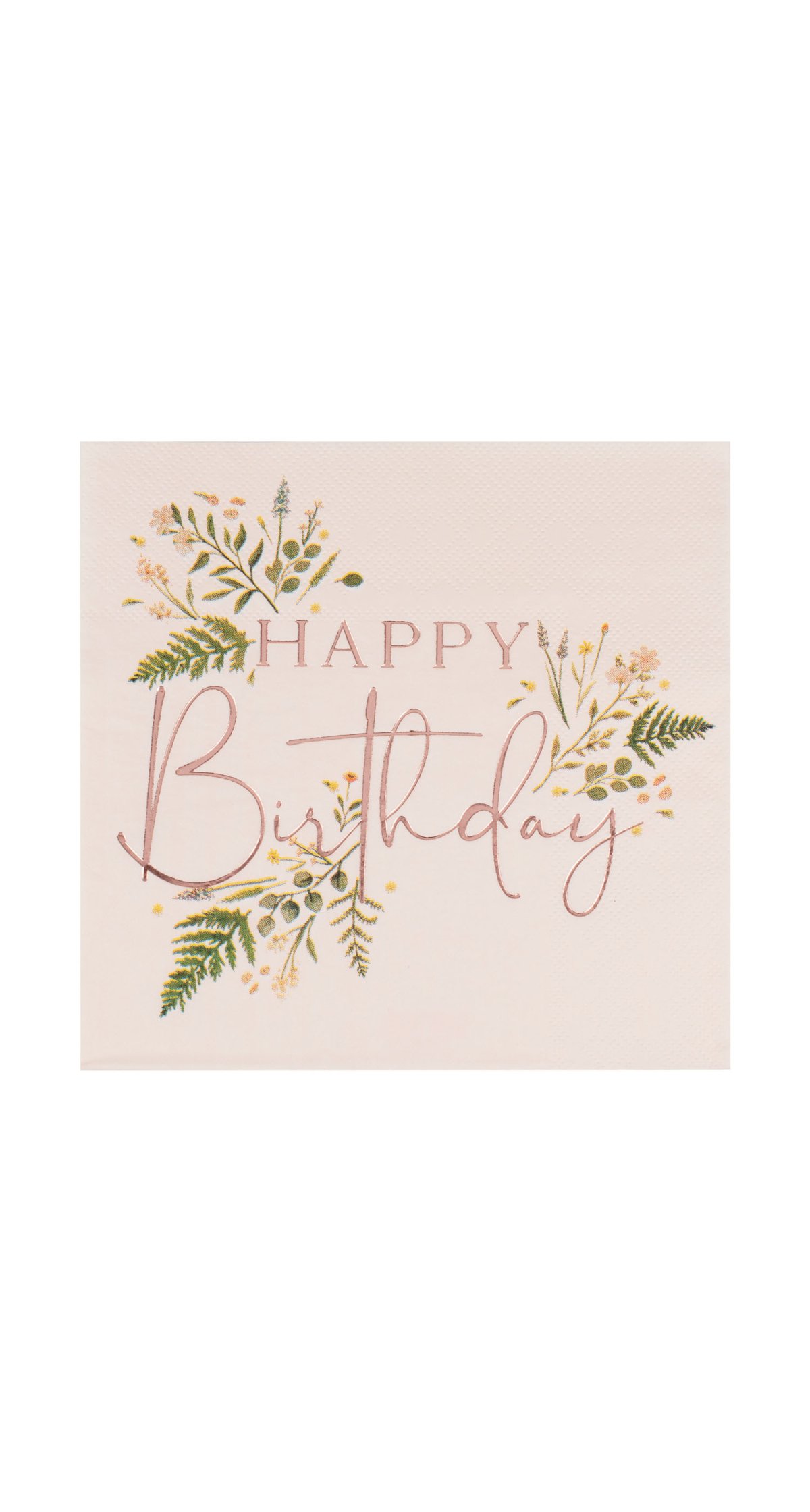 Floral Pink Happy Birthday Napkins 16.5cm x 16.5cm - 16pk