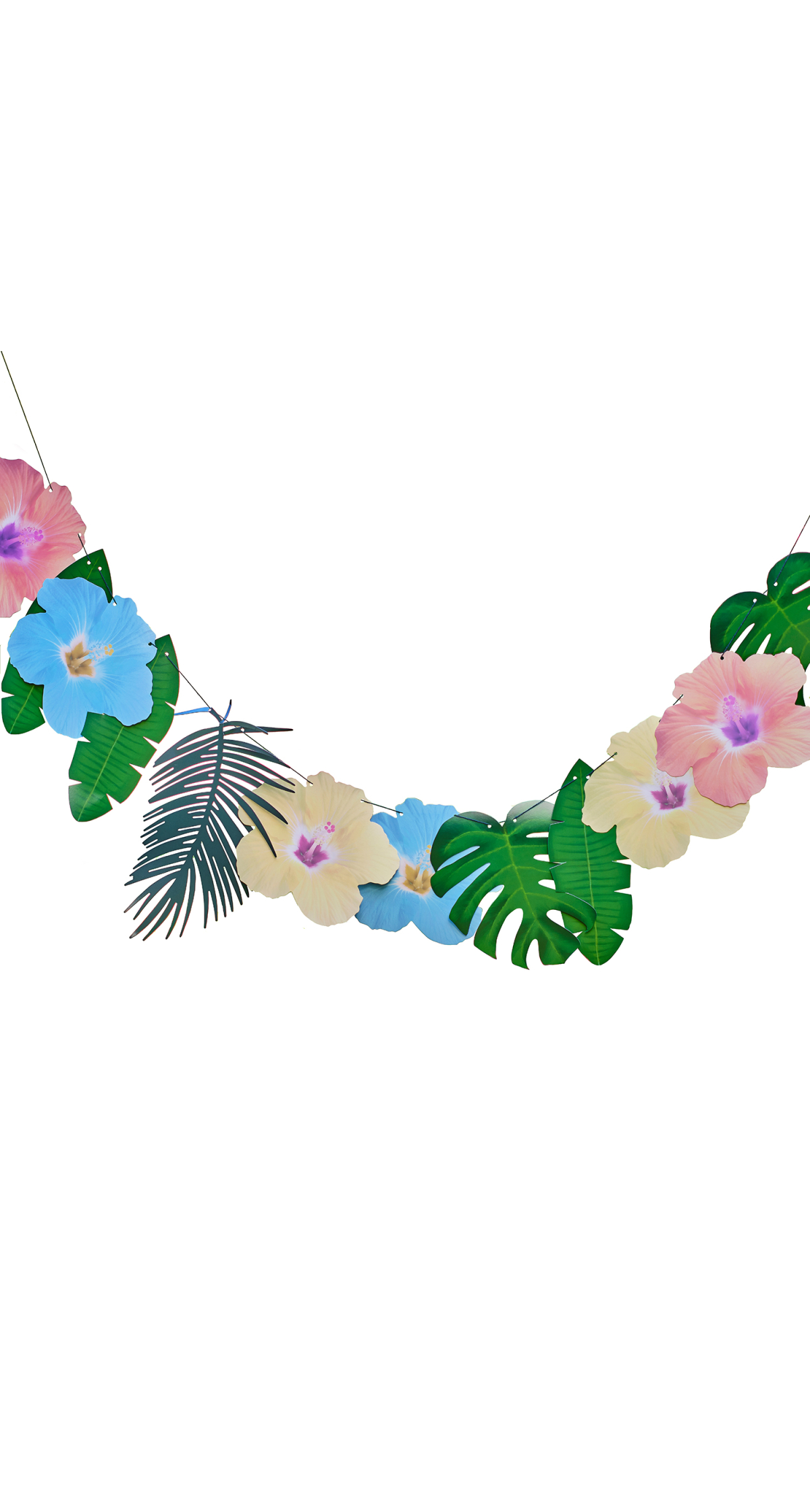 Hawaiian Palm Leaf & Hibiscus Flower Garland Decoration - 2m