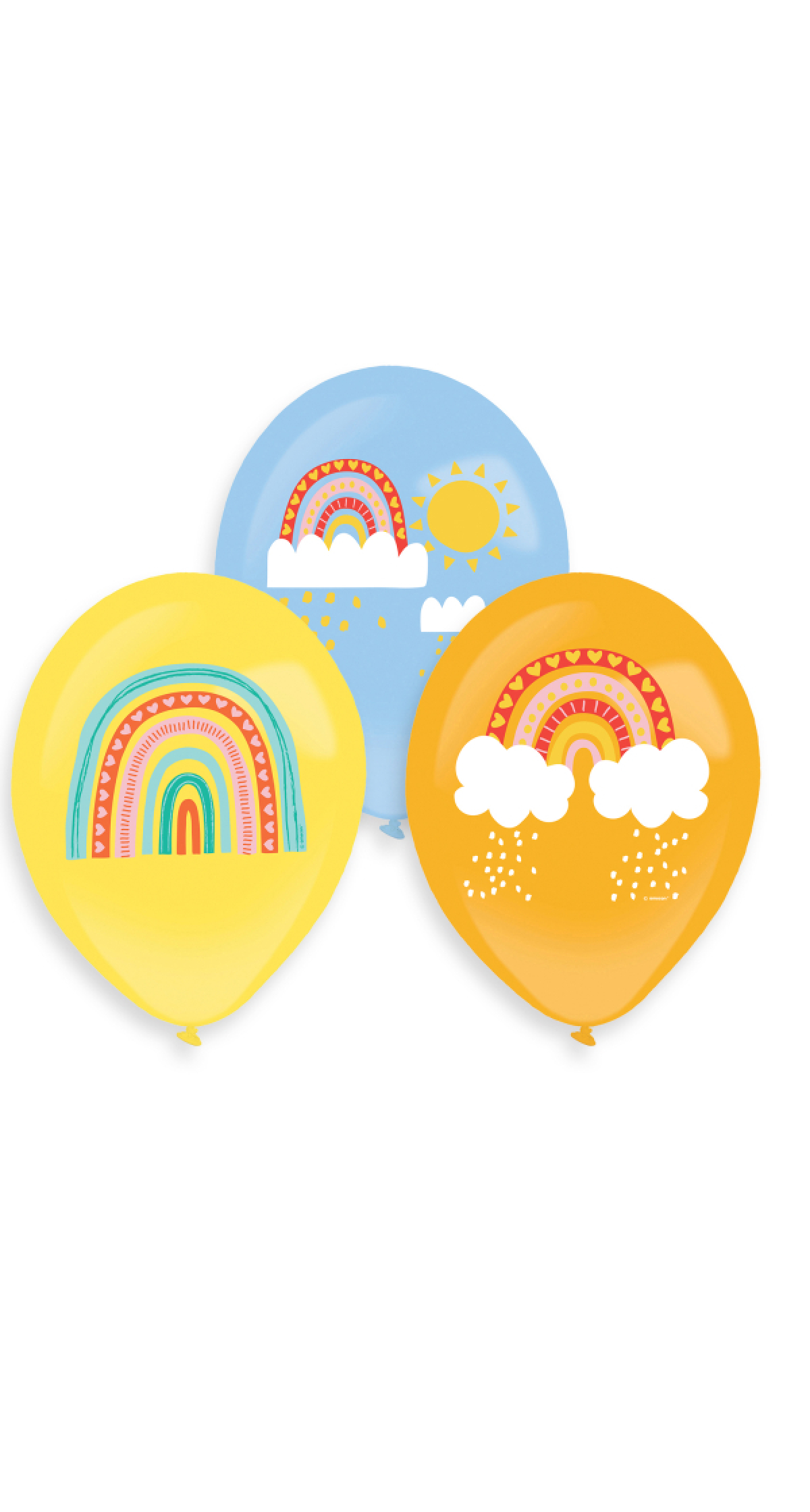 Retro Rainbow 4 Colour Print Latex Balloons 27.5 cm - 6pk