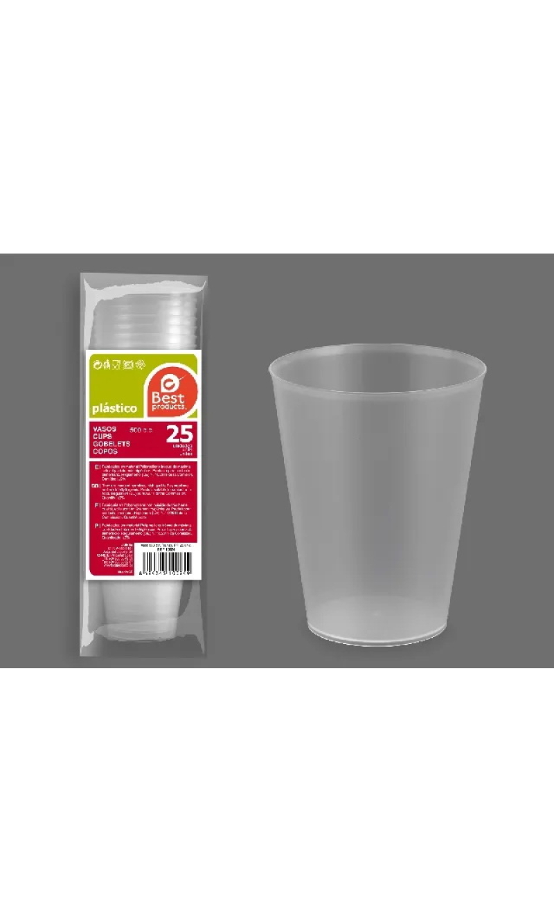 Clear Reusable Plastic Cups 500ml - 25pk