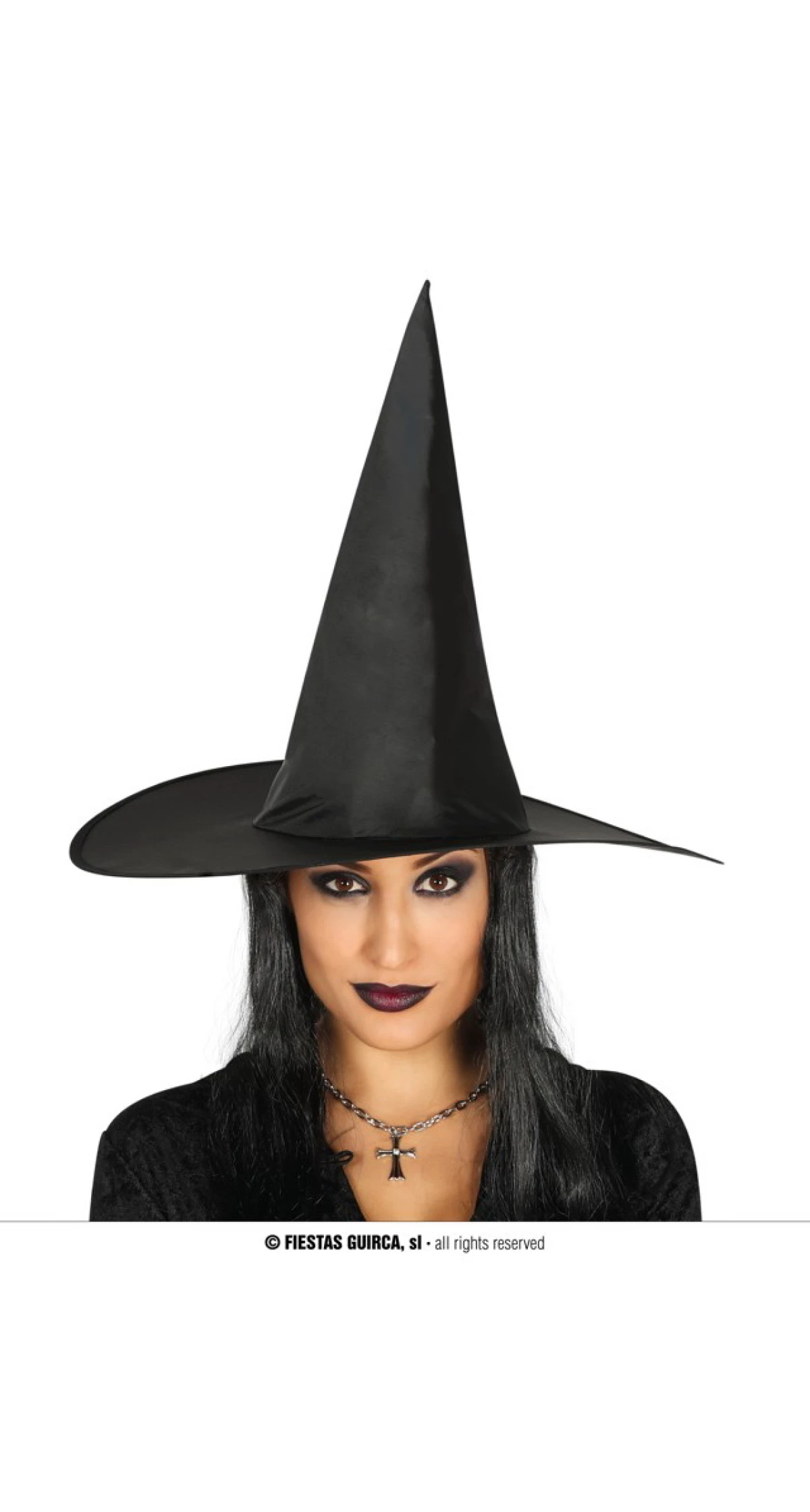 Witch Black Hat with Hair - 46cm