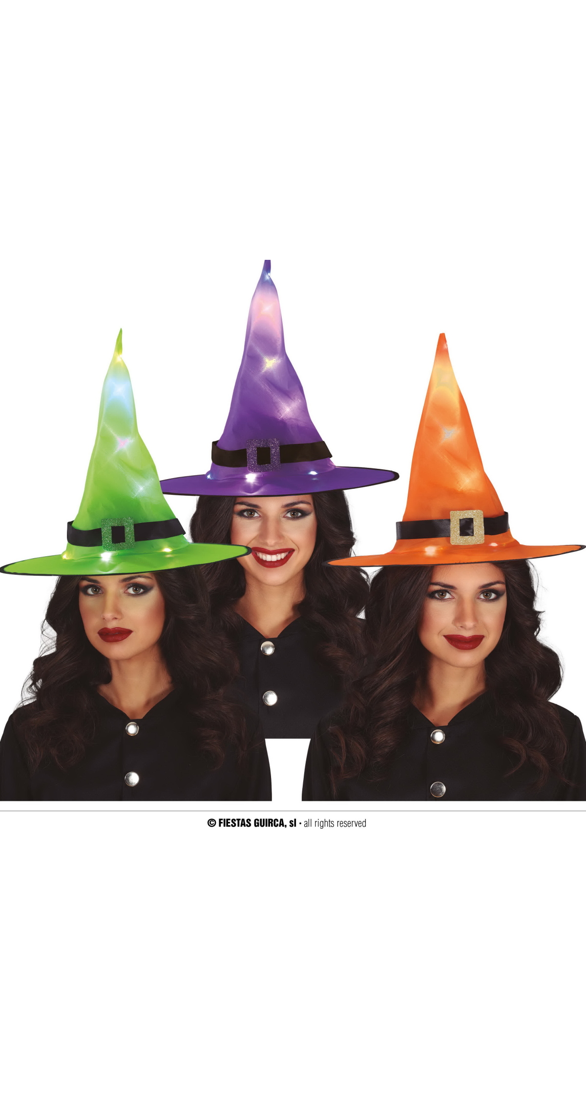 Witch (Assorted Colors) Hats With Light - Adult One Size