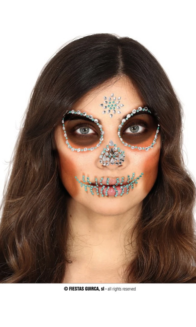 Adhesive Face Gems Skull Face Set