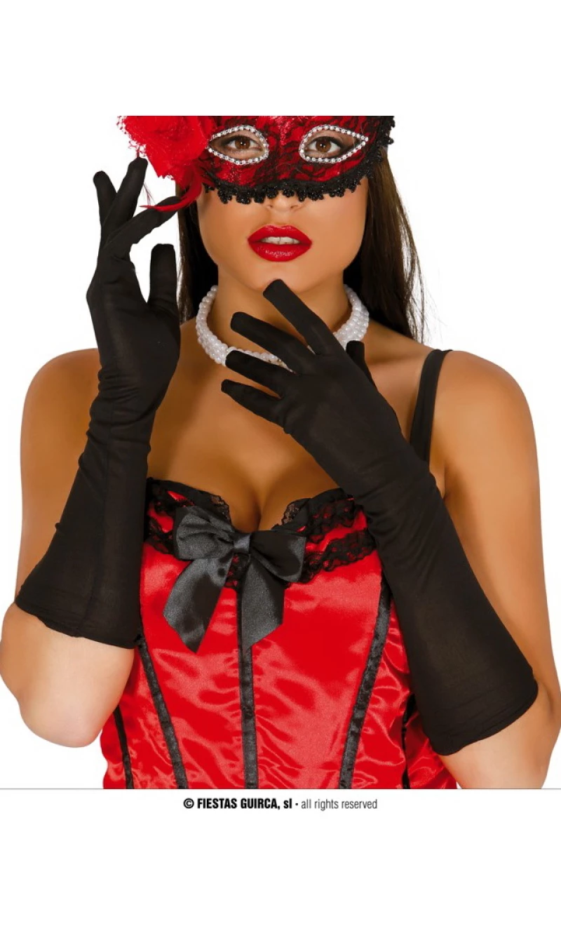 Black Long Gloves 46cm - One Size