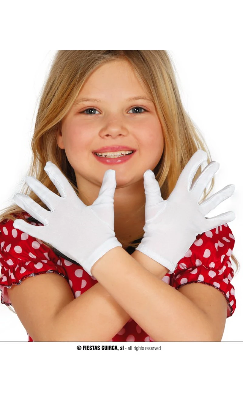 Pair of White Children's Gloves 22cm
