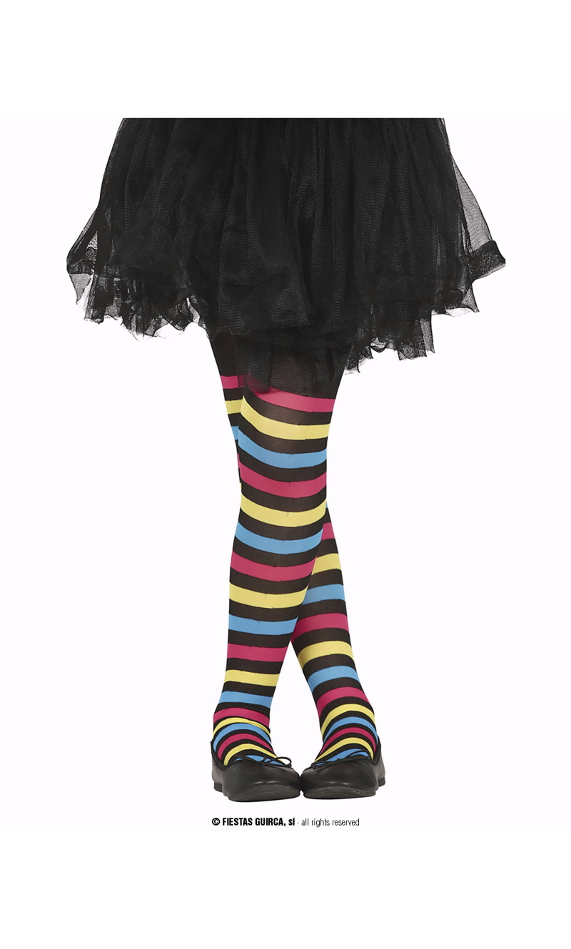 Striped Rainbow Tights - Age 7 to 12 Years