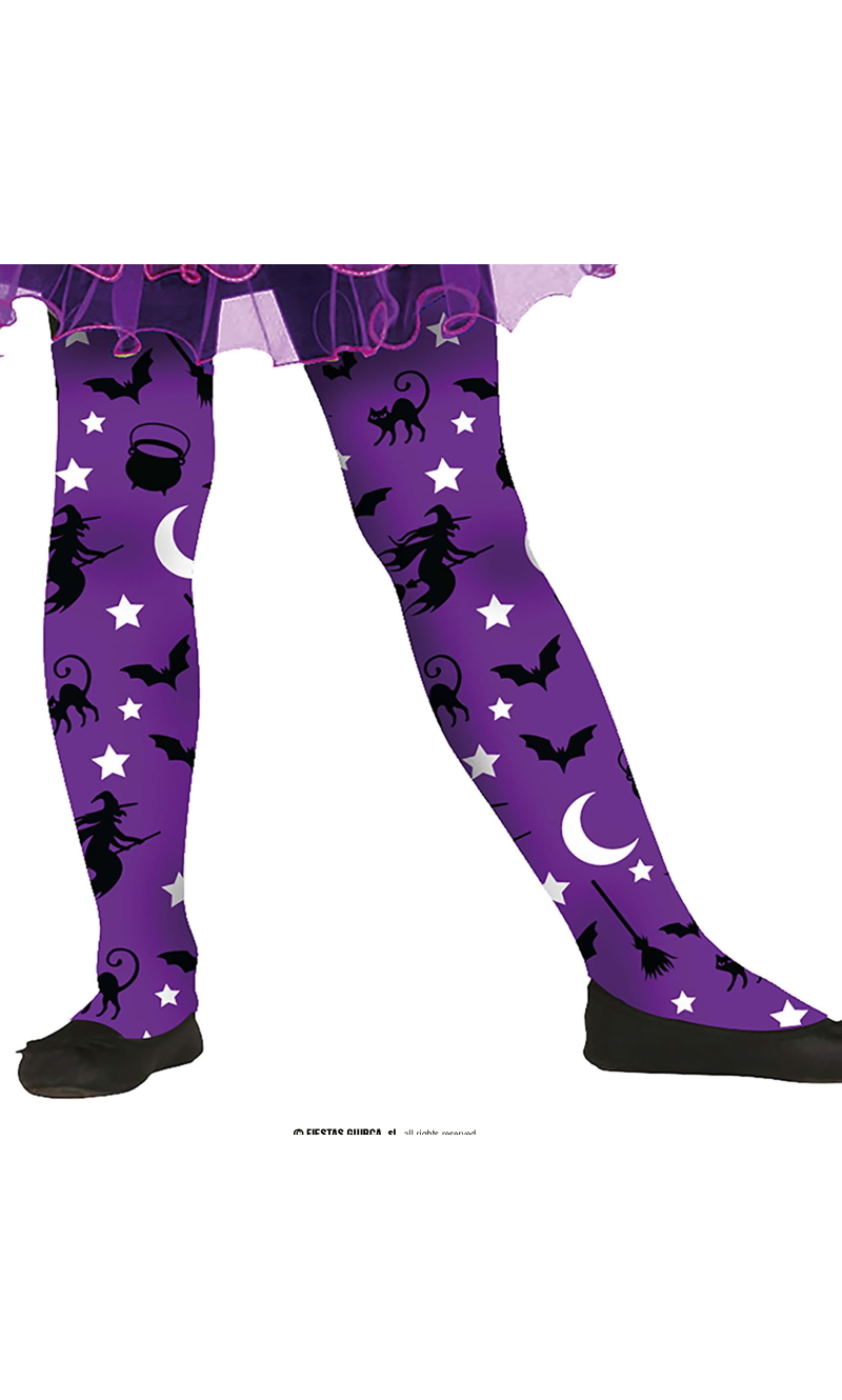 Purple Witch Tights - Age 3 to 6 Years