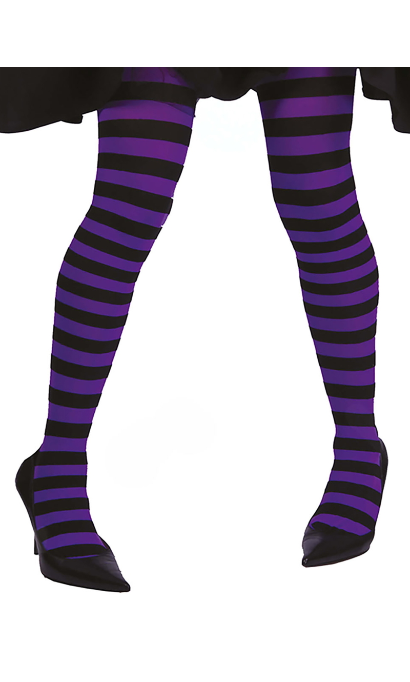 Purple Striped Tights - Adult One Size