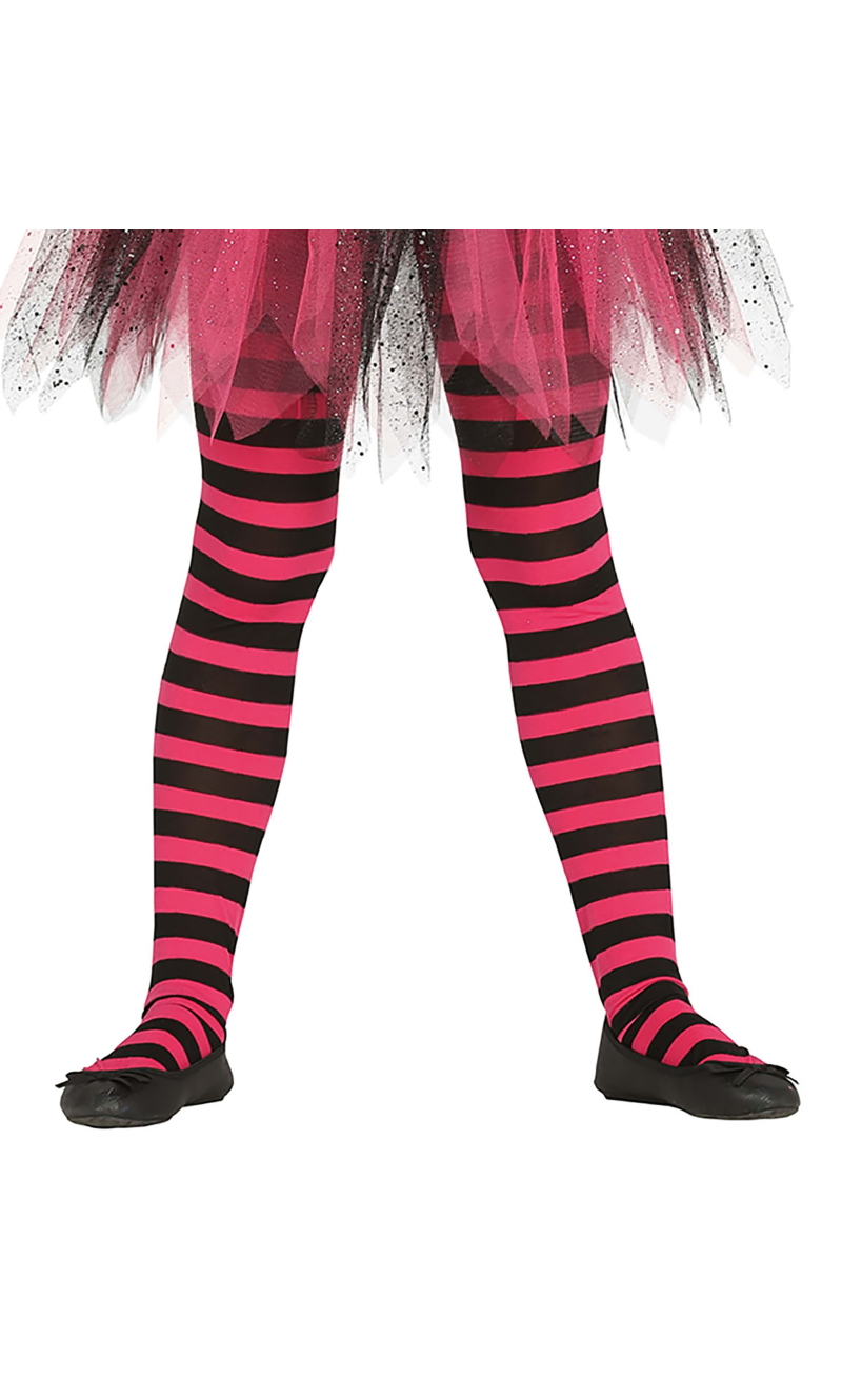 Pink Striped Tights - Age 7 to 12 Years