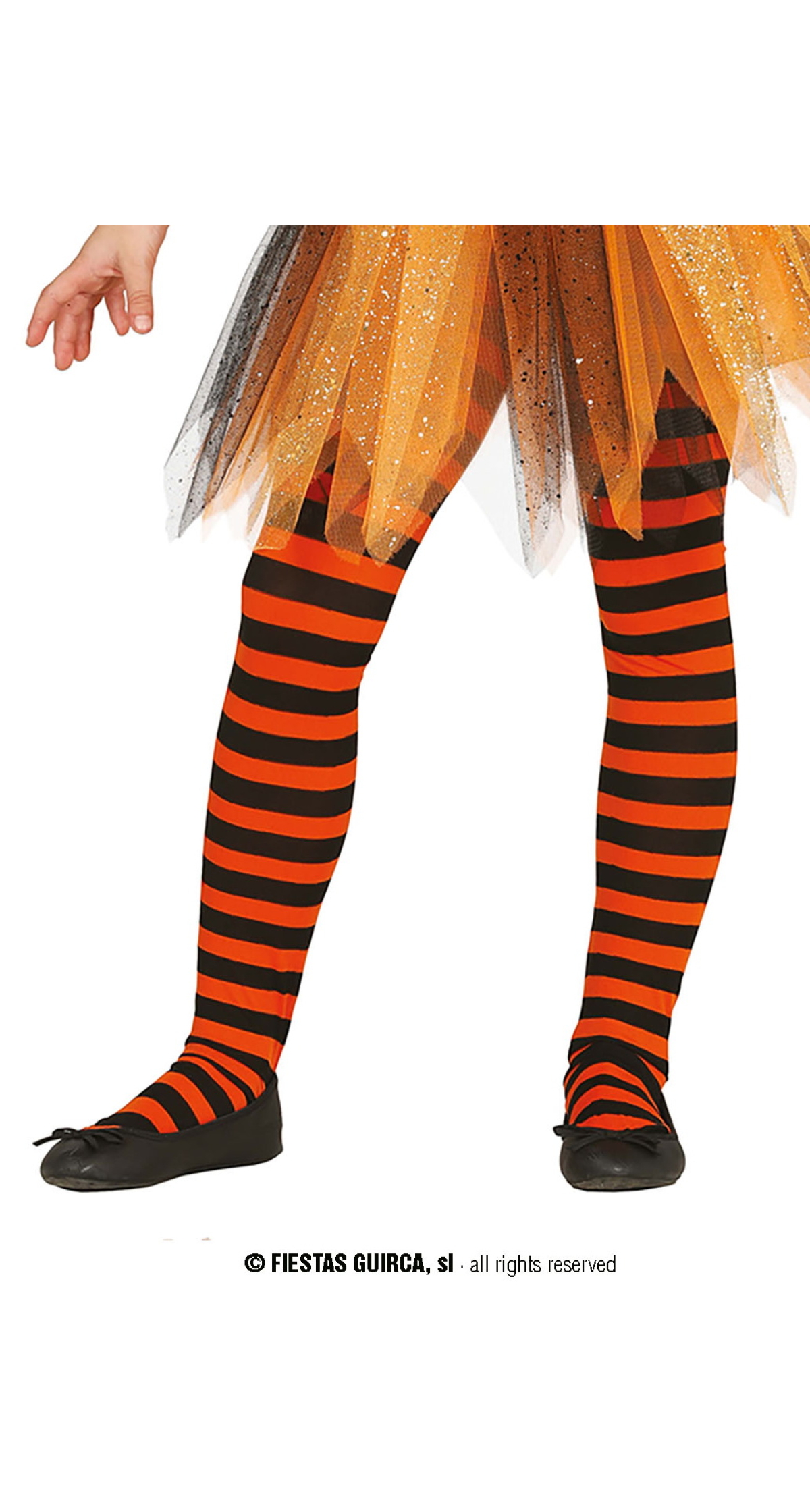 Orange Striped Tights - Age 7 to 12 Years
