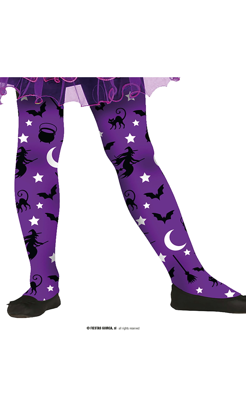 Purple Witch Tights - Age 7 to 12 Years