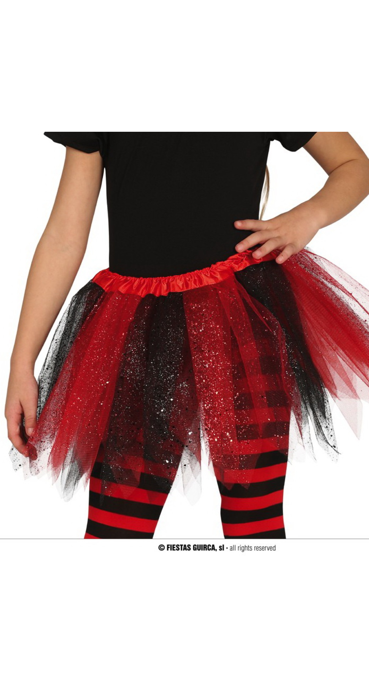 Red & Black Shiny Tutu 30cm - Child One Size