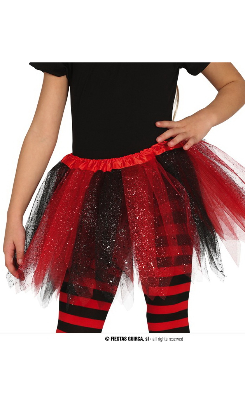Red & Black Shiny Tutu 30cm - Child One Size