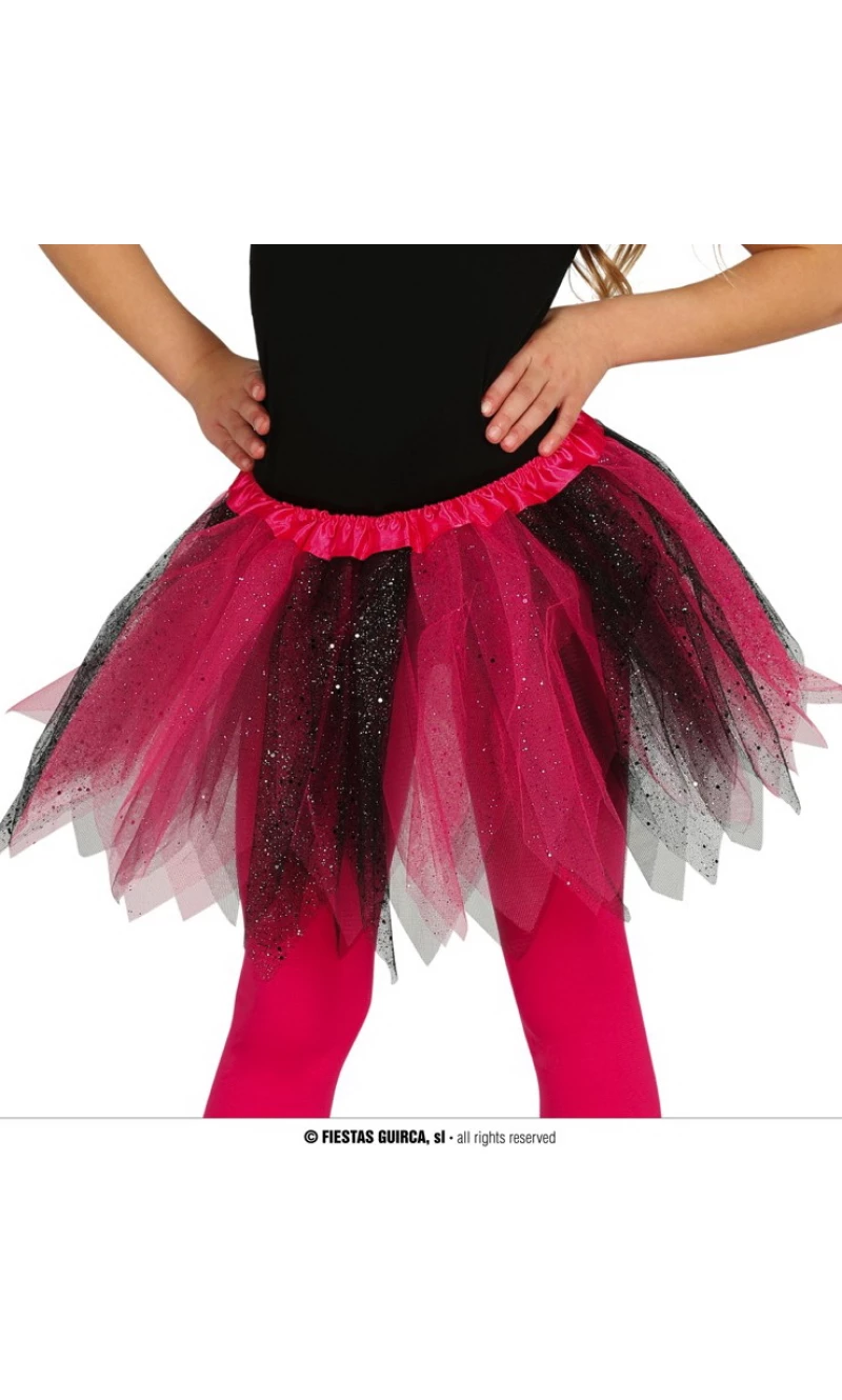 Child  Glossy Black/Pink Tutu 30cm - Child One Size