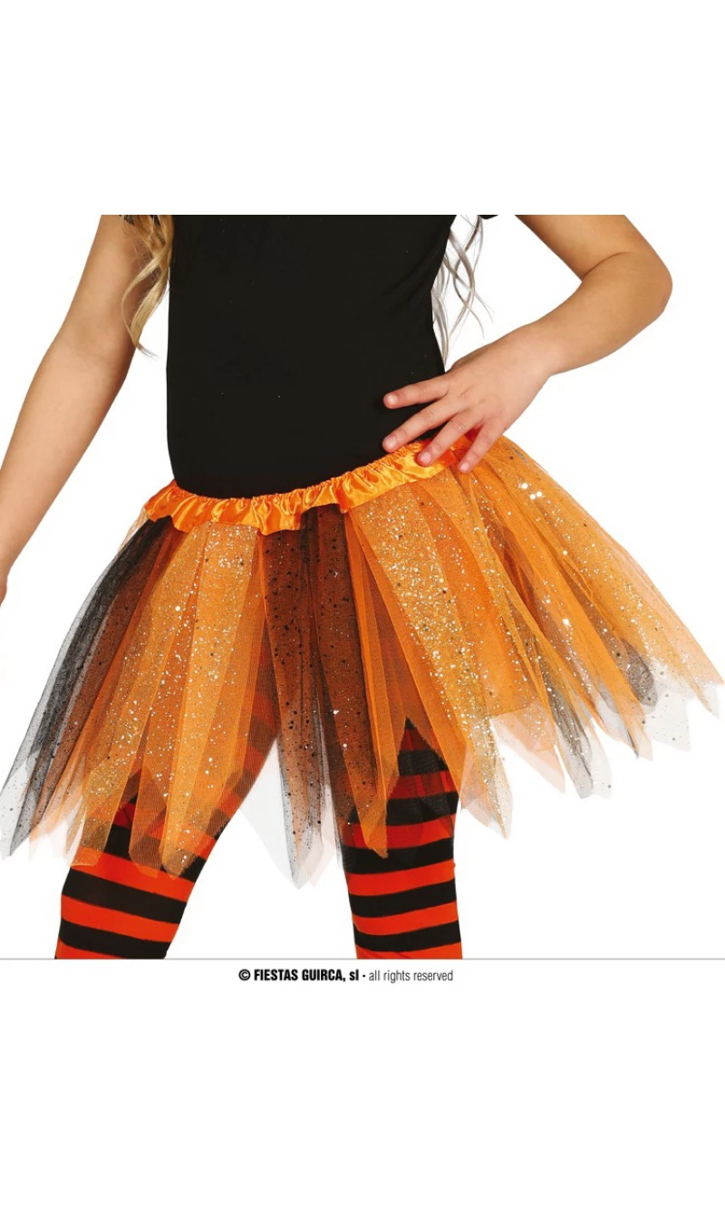 Child  Glossy Black/Orange Tutu 30cm - Child One Size