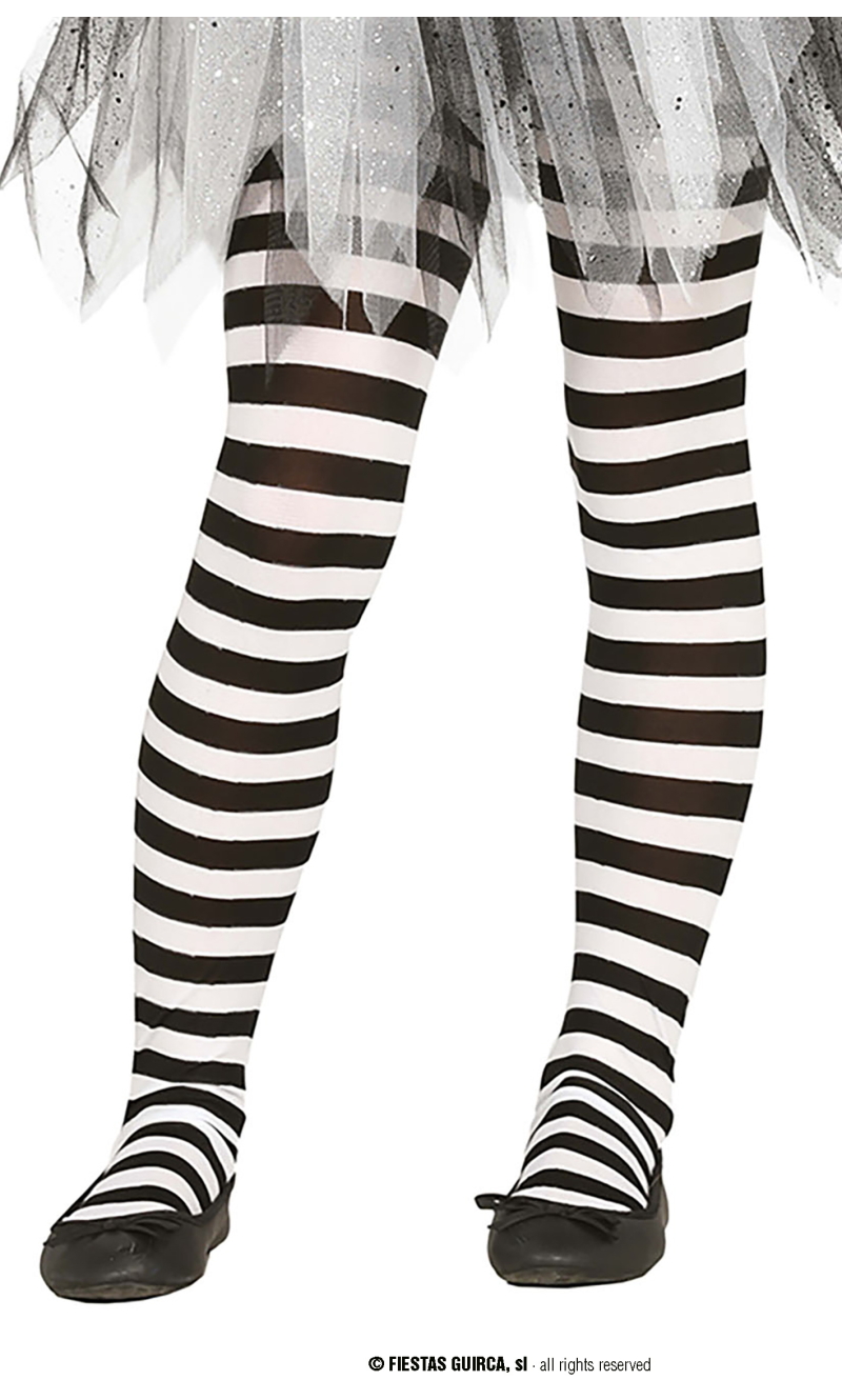 Child White Striped Tights - Age 3 to 6 Years