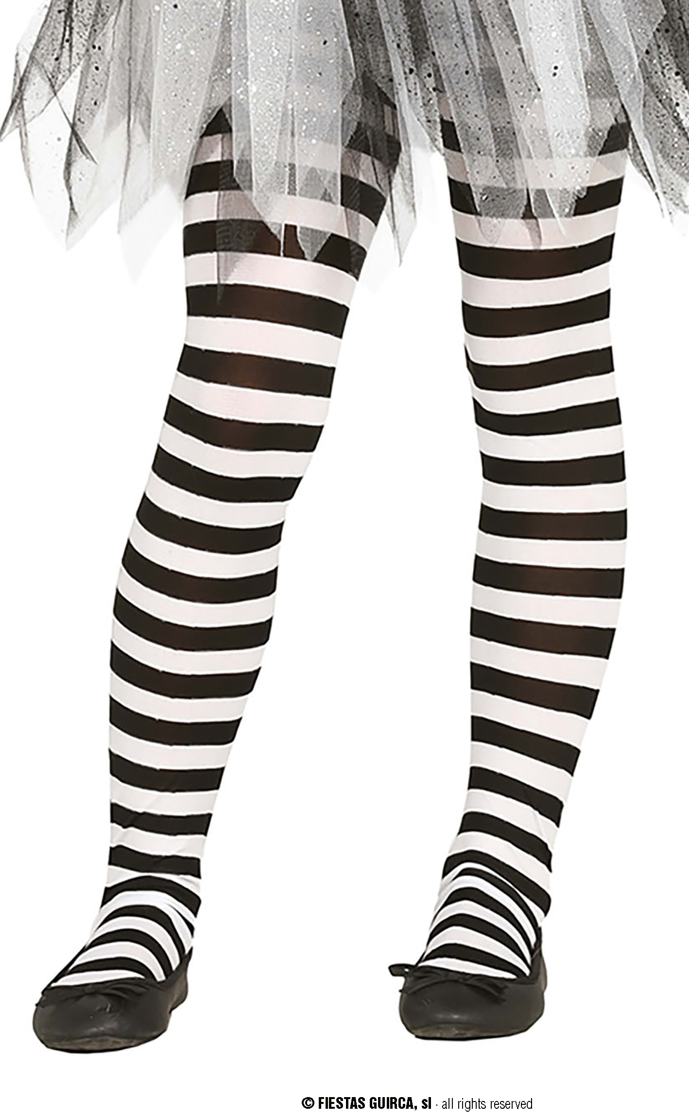 Shop Girls Black and White Stripe Tights