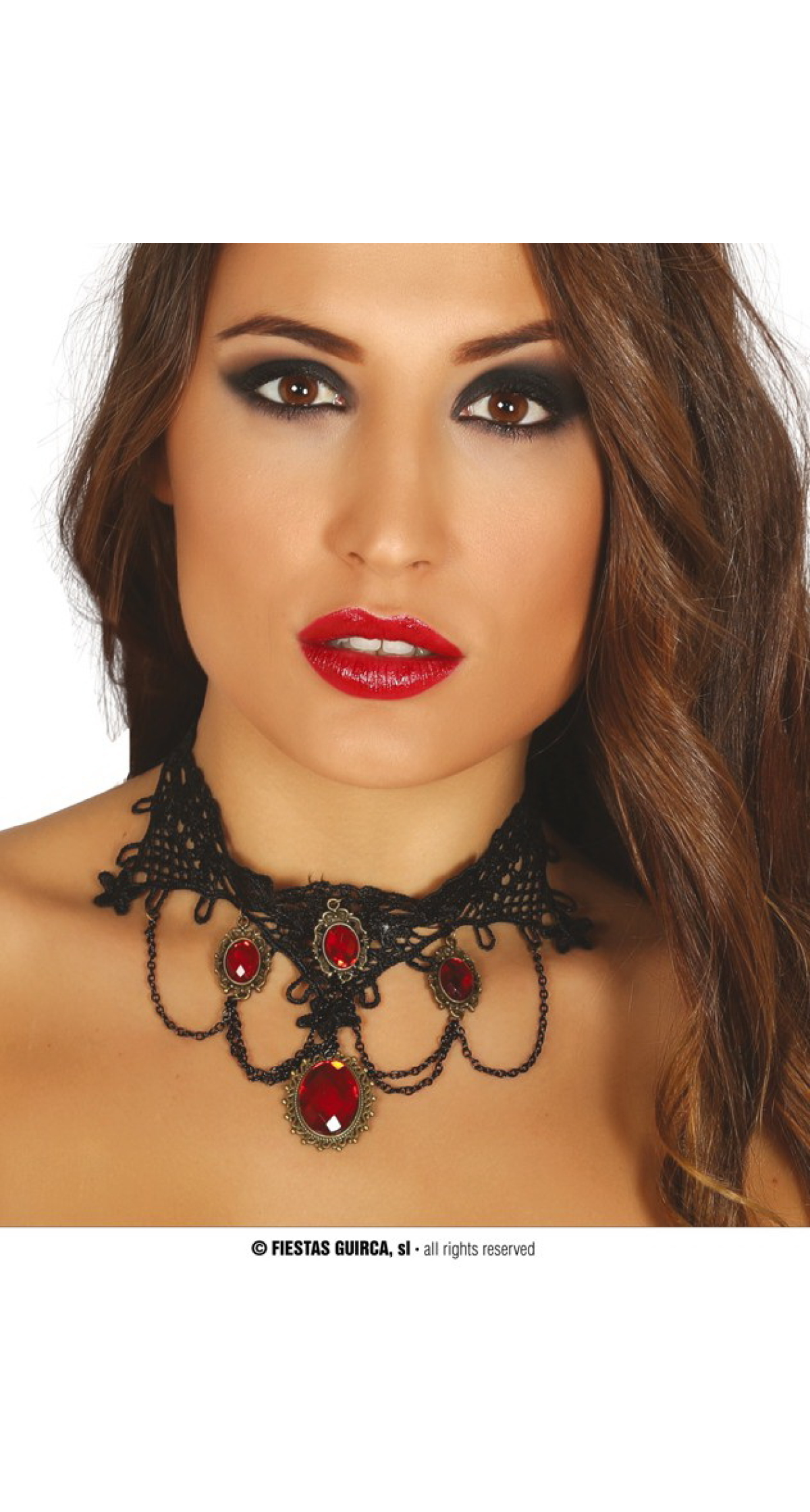 Necklace with Red Rubies - (17224)