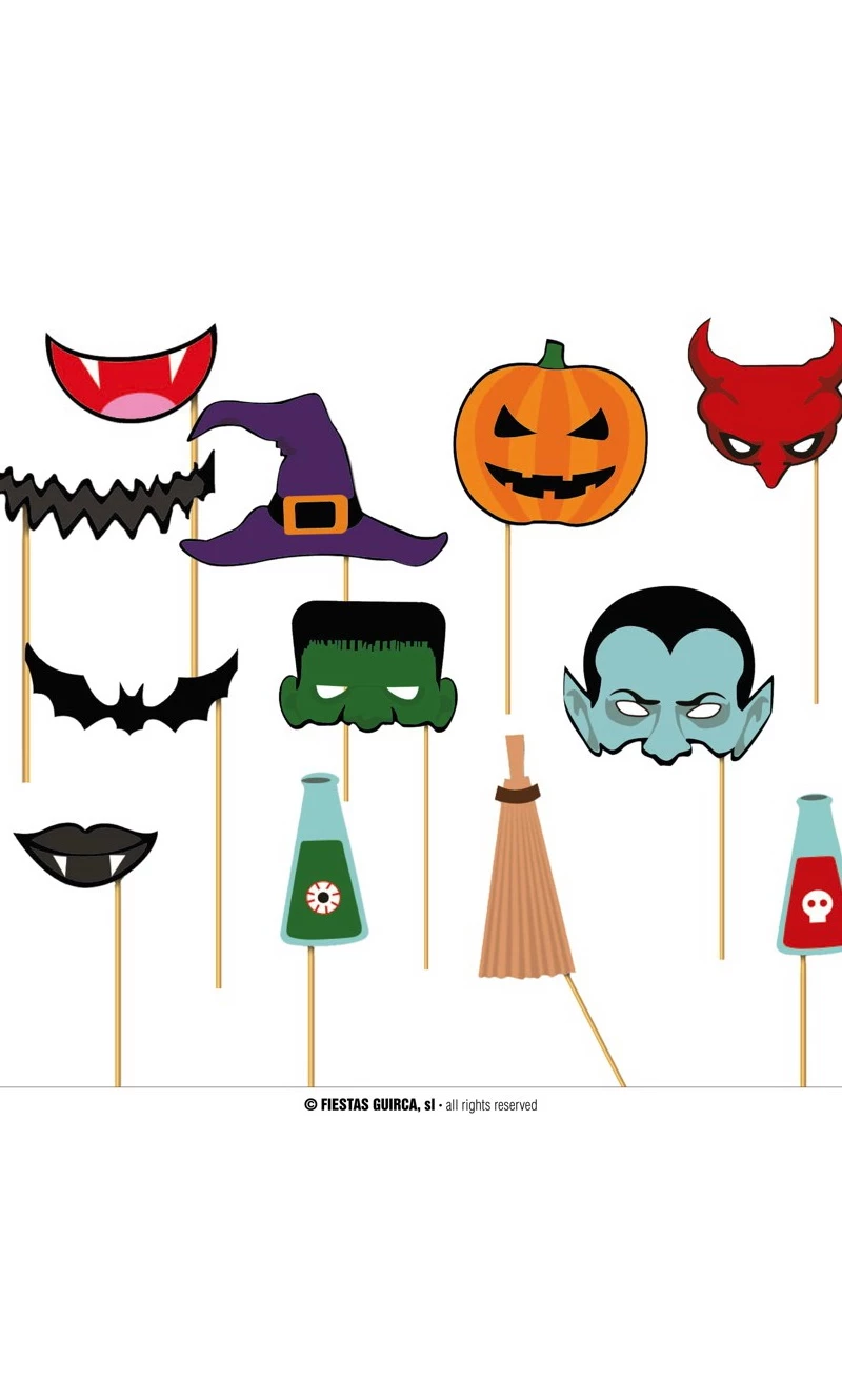 Halloween Photo Booth Set - 12pcs