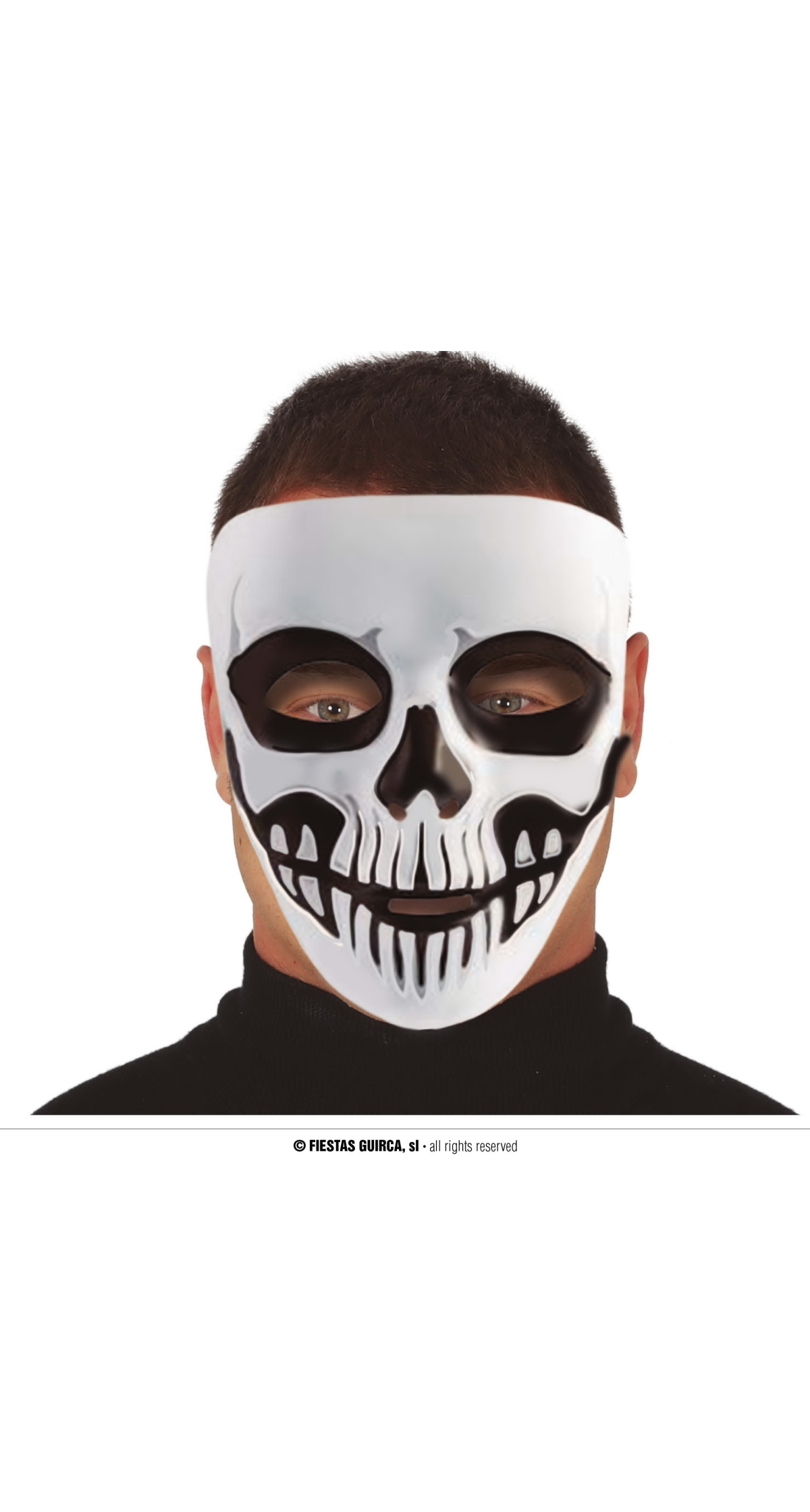Halloween Black & White Skeleton Mask - One Size