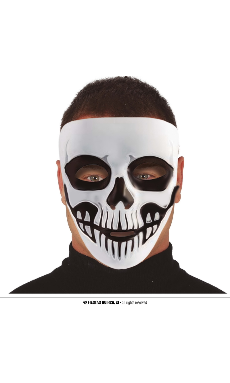 Halloween Black & White Skeleton Mask - One Size