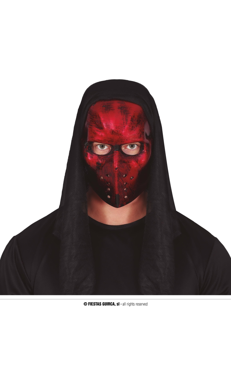 Red Field Hockey Mask With Hood - Adult One Size
