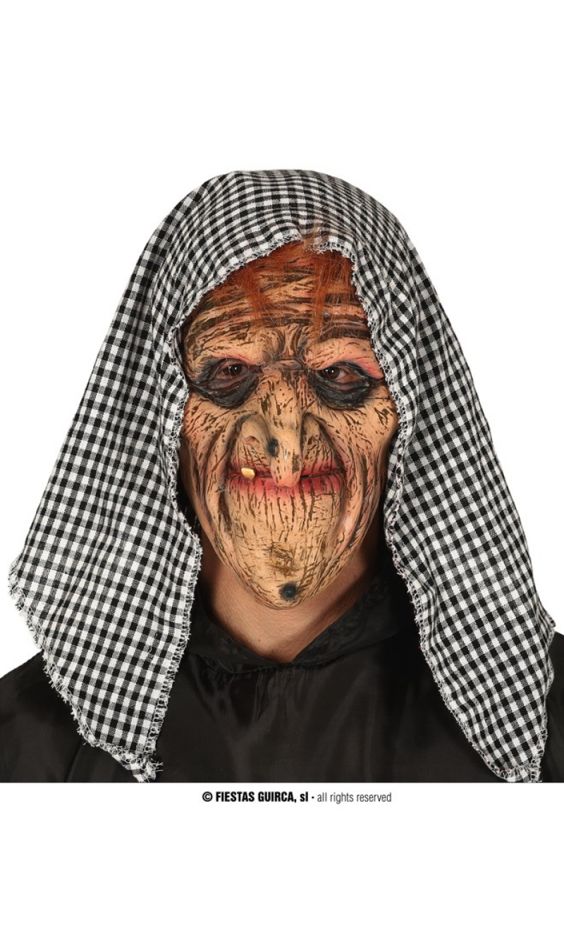 Latex Hooded Witch Mask - Adult One Size