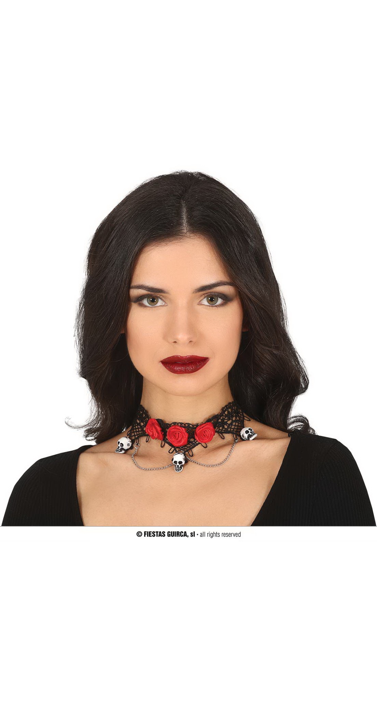 Halloween Choker With Skulls & Roses
