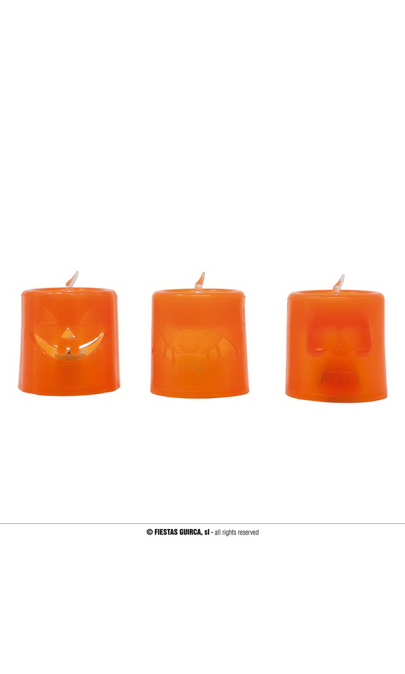 Orange / Black Candle Assortment With Light 4.5X4.5cm