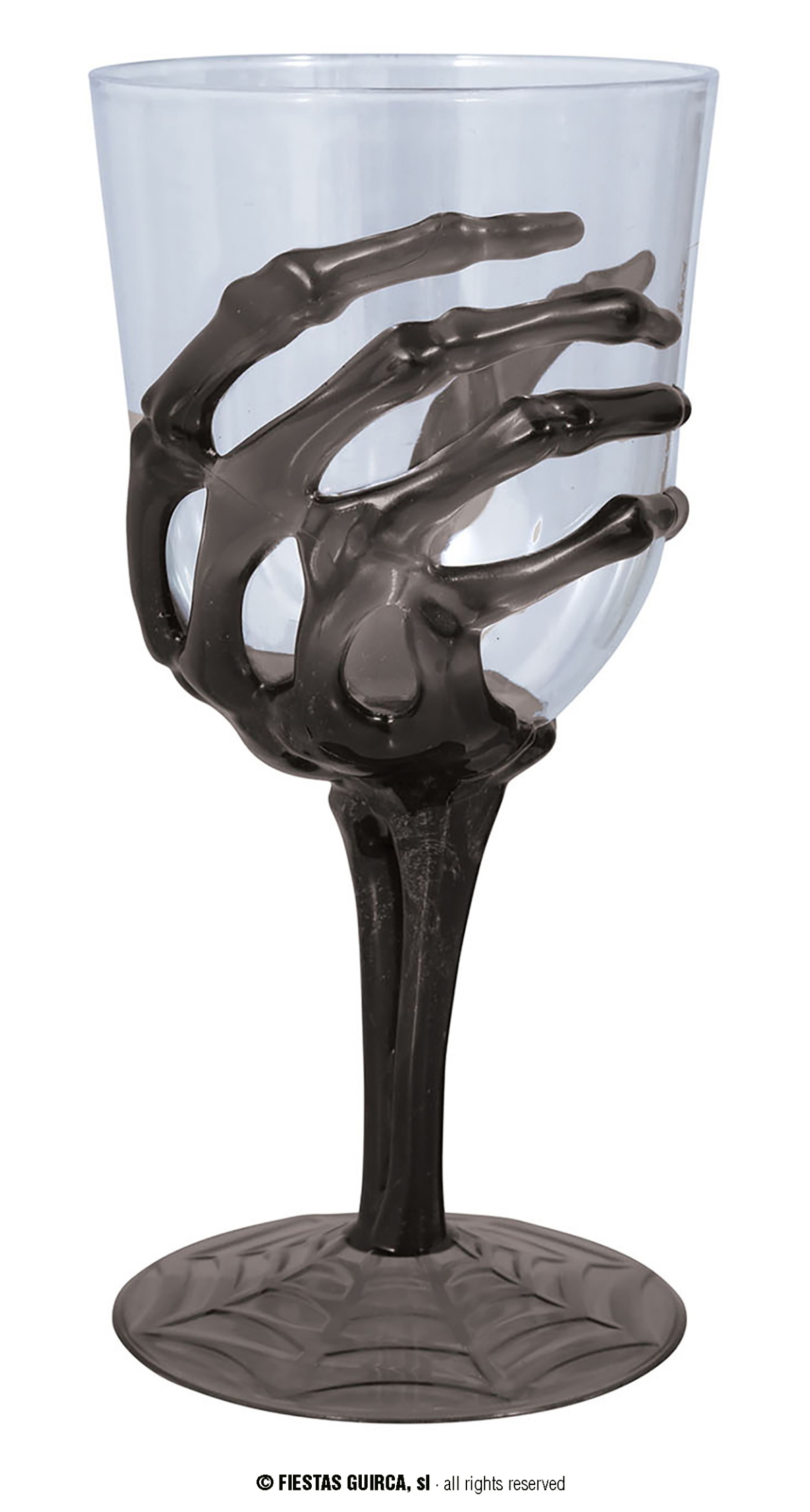 Halloween Wine Glass With Black Skeleton Hand - 18.5cm