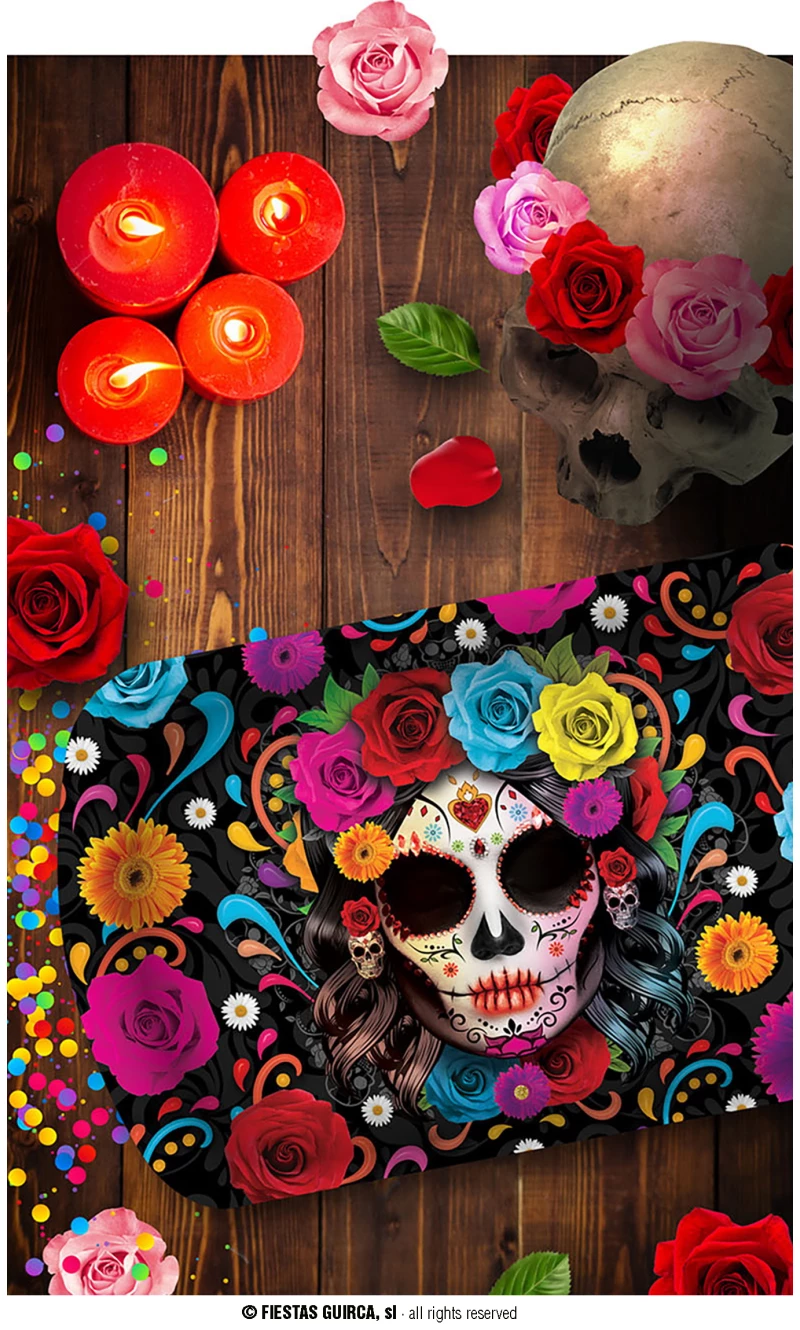 Halloween Catrina Plastic Tray - 39x24cm 