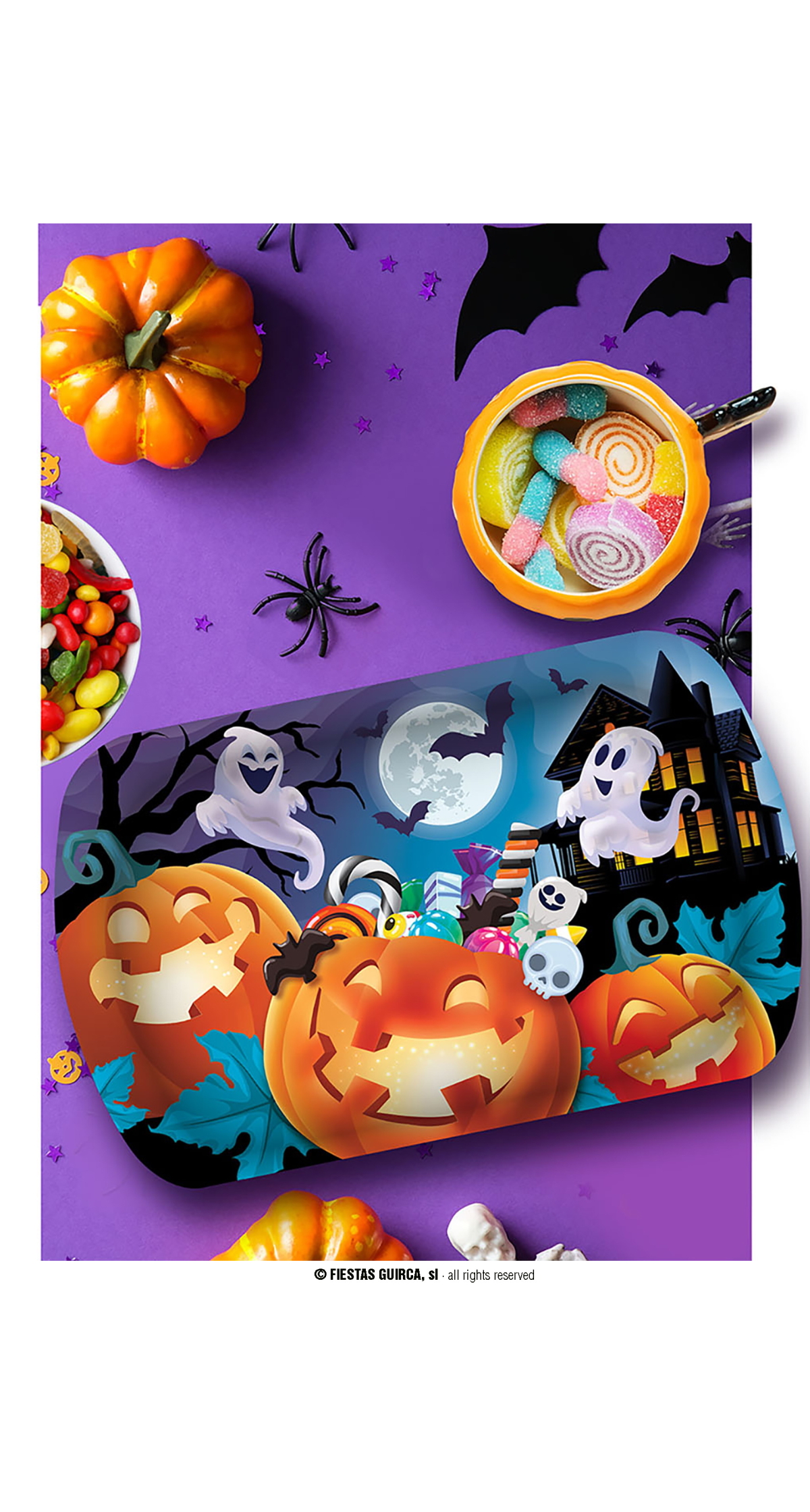 Halloween Pumpkin Plastic Tray - 39x24cm