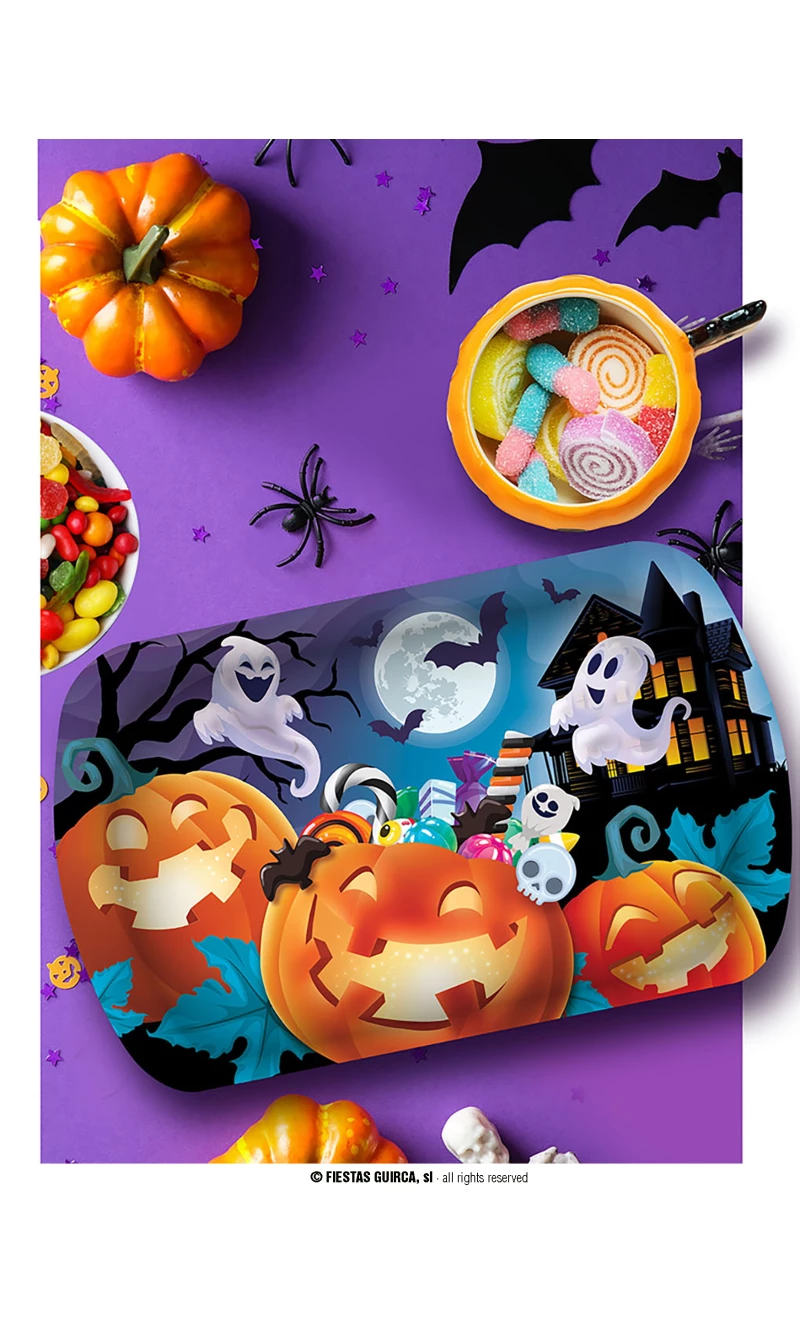 Halloween Pumpkin Plastic Tray - 39x24cm
