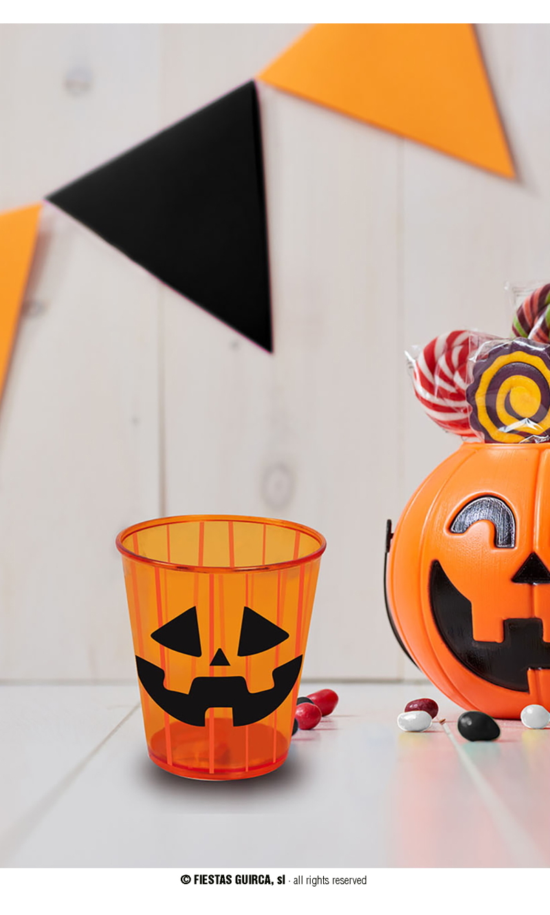 Halloween Pumpkin Plastic Glass - 9x10cm 
