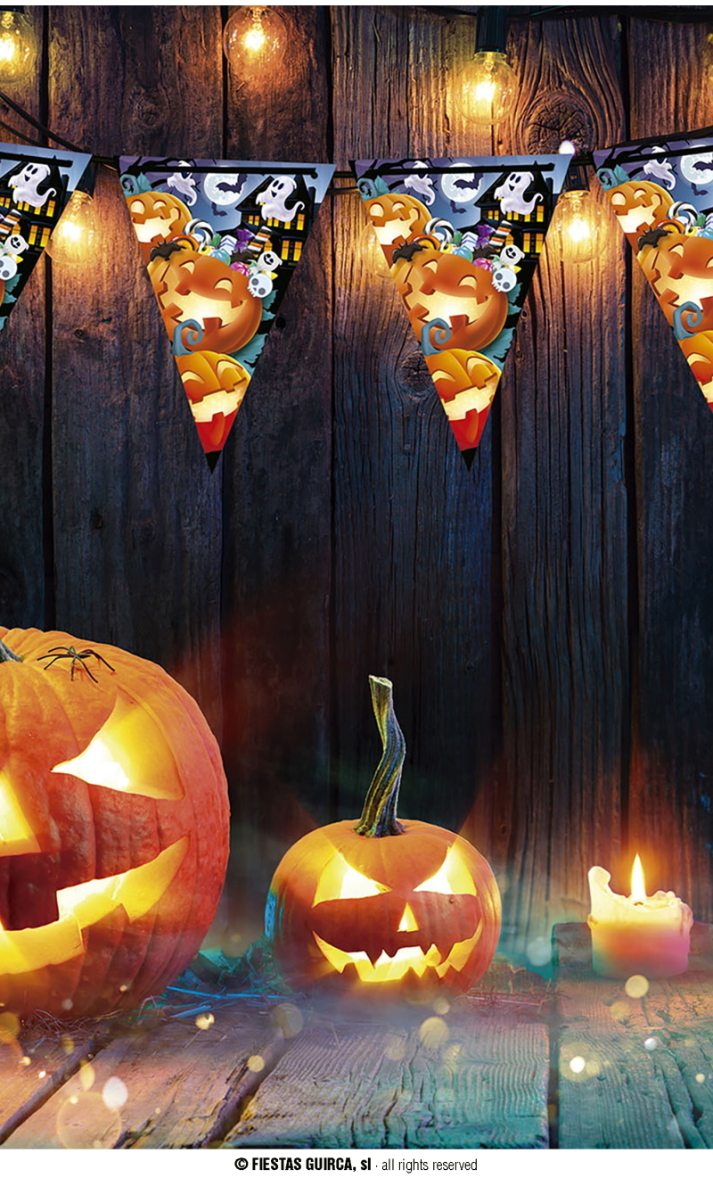 Halloween Paper Pennant Pumpkin (19x27cm) - 300cm 